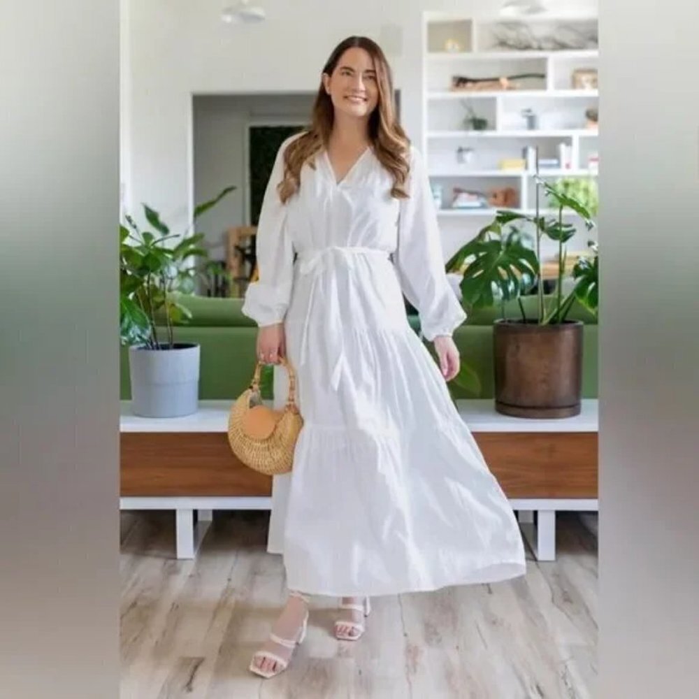 NWT Evereve Roan + Ryan White Josephinaโ Dress Cotton Prairie Cottagecore Size S